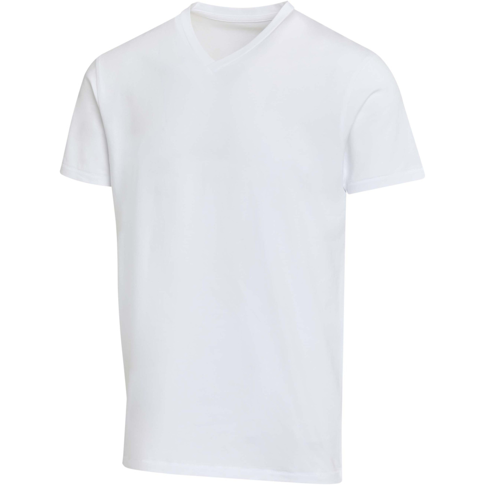 Logo trade mainoslahja ja liikelahja tuotekuva: Balfour lyhythihainen, OCS-sertifioitu V-aukkoinen unisex-t-paita 200 g/m²:n kankaasta