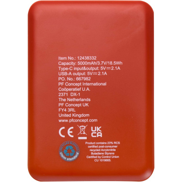 Logotrade verslo dovanos nuotrauka: Asama 5000 mAh C tipo perdirbto plastiko maitinimo blokas