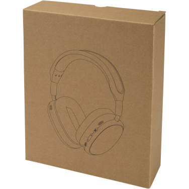 Logotrade verslo dovanos nuotrauka: „Alzir“ perdirbto plastiko belaidės „Bluetooth®“ ausinės, dedamos ant ausies