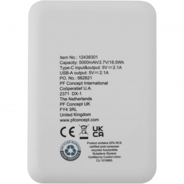 Logotrade biznesa dāvanas foto: Asama 5000 mAh C tipa otrreizējās pārstrādes plastmasas barošanas bloks
