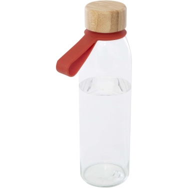 Logotrade logo dāvanas foto: Porto 500 ml stikla ūdens pudele ar silikona rokturi un bambusa vāku