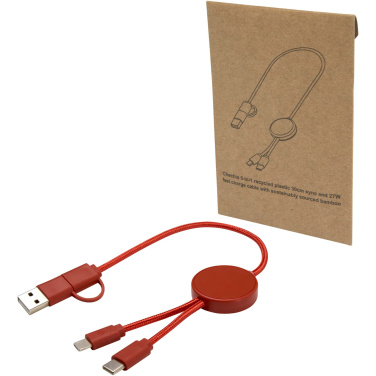 Logotrade ziemassvētku dāvanas foto: Citala 5-in-1 pārstrādāta plastmasas 30 cm datu sinhronizācija un 27W ātrās uzlādes kabelis
