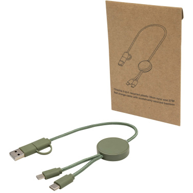 Logotrade Ideja dāvanas foto: Citala 5-in-1 pārstrādāta plastmasas 30 cm datu sinhronizācija un 27W ātrās uzlādes kabelis