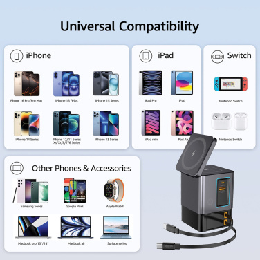 Logotrade korporatīvās dāvanas foto: Urban Vitamin Sacramento 105W GAN lādētājs+ievelkami kabeļi