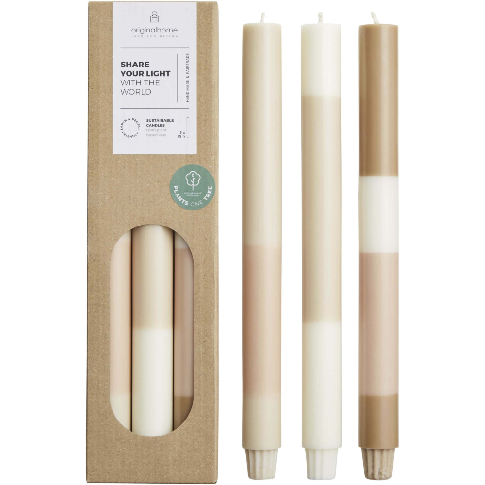 Logotrade ziemassvētku dāvanas foto: Originalhome slāņotās kaļķakmens sveces - 3 gab. komplekts