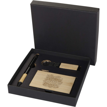 Logotrade biznesa dāvanas foto: Minka RCS pārstrādāta alumīnija lodīšu pildspalvas, atslēgu piekariņa un RFID karšu turētāja dāvanu komplekts