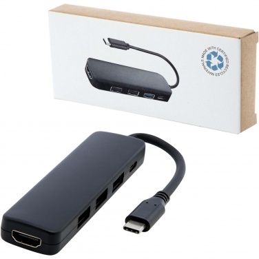 Logotrade profilreklam bild: Loop RCS multimedieadapter USB 2.0–3.0 av återvunnen plast med HDMI-port