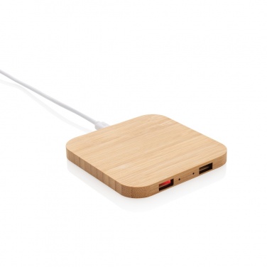 Logotrade profilreklam bild: 5W trådlös laddare i bambu med USB