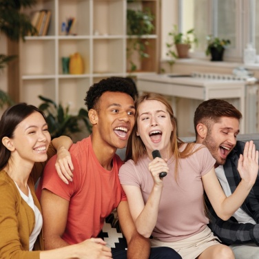 Logotrade presentreklam bild: Singvibe RCS karaoke set med dubbelmikrofon