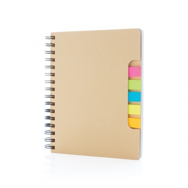 Logotrade profilreklam bild: A5 Kraft spiralbunden anteckningsbok med sticky notes