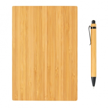 Logotrade profilreklam bild: A5 bambu anteckningsbok & penna