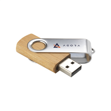 Logotrade presentreklam bild: USB Twist Bamboo 64 GB