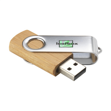 Logotrade reklamprodukter bild: USB Twist Bamboo från lager 32 GB