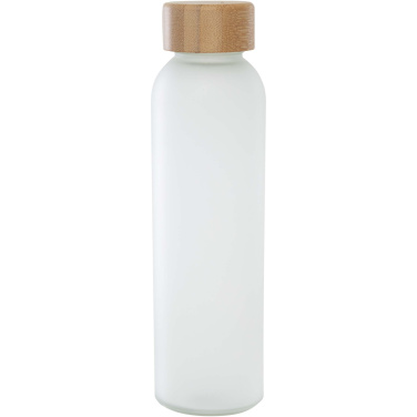 Logotrade kampanjprodukter bild: Lume 500 ml matt glasflaska av silikatglas med bambulock
