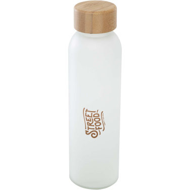 Logotrade kampanjprodukter bild: Lume 500 ml matt glasflaska av silikatglas med bambulock