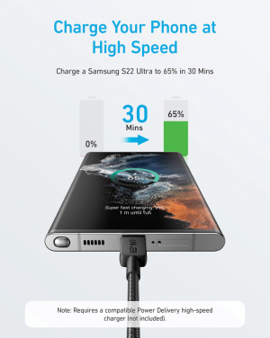 Logotrade kampanjprodukter bild: Anker USB-C till USB-C kabel 1.8 meter 60W