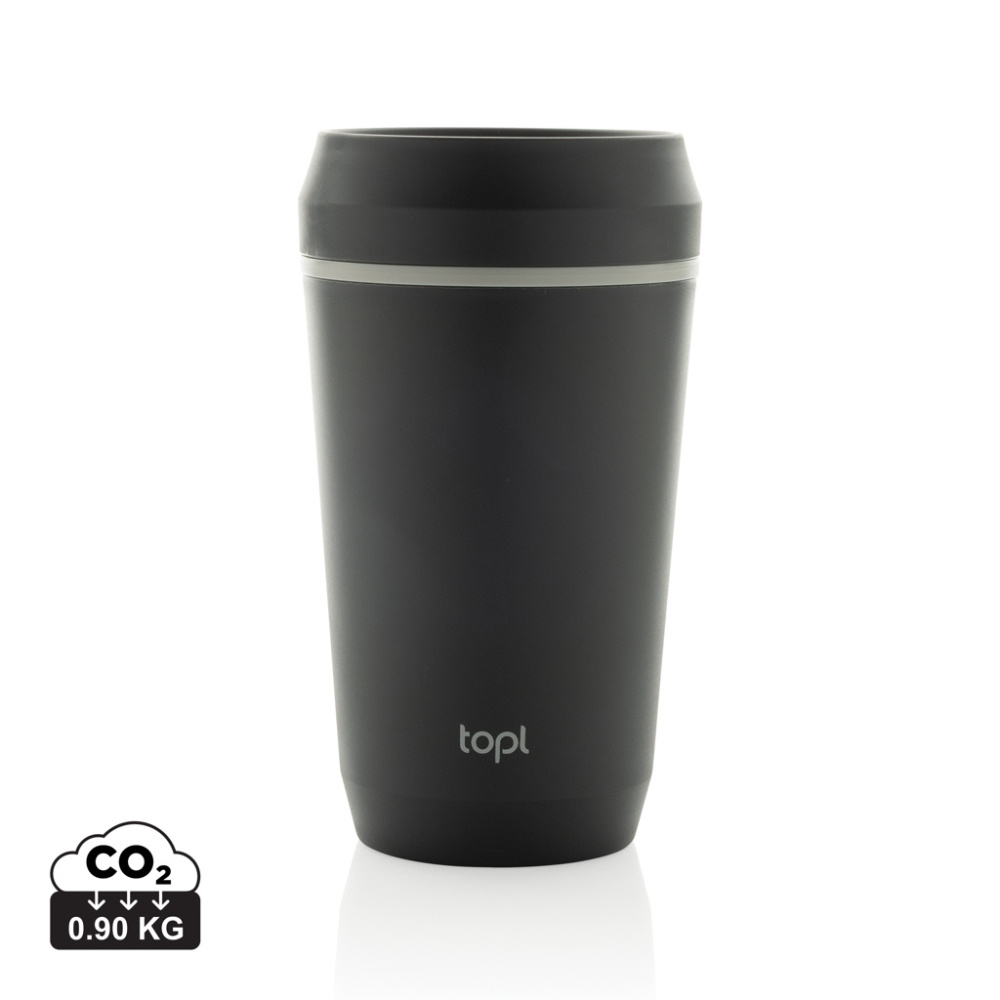 Logotrade presentreklam bild: Topl To Go-glas av återvunnen plast Patenterat 360-lock 354