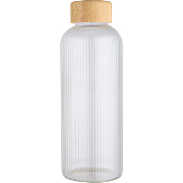 Logotrade kampanjprodukter bild: Mirage 650 ml enkelväggig flaska i borosilikatglas med lock i bambu